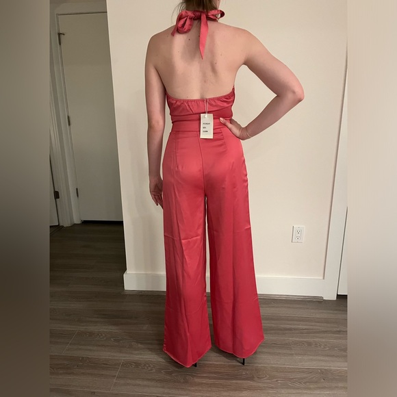 ASOS/In the Style Barbie Pink Satin Halter Neck Jumpsuit - Picture 2 of 6
